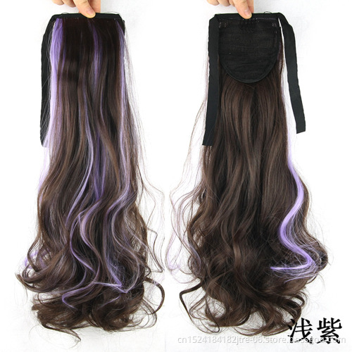ombre color synthetic drawstring ponytail hair extension, 60 pink blue red green white burgundy ponytail cosplay wig